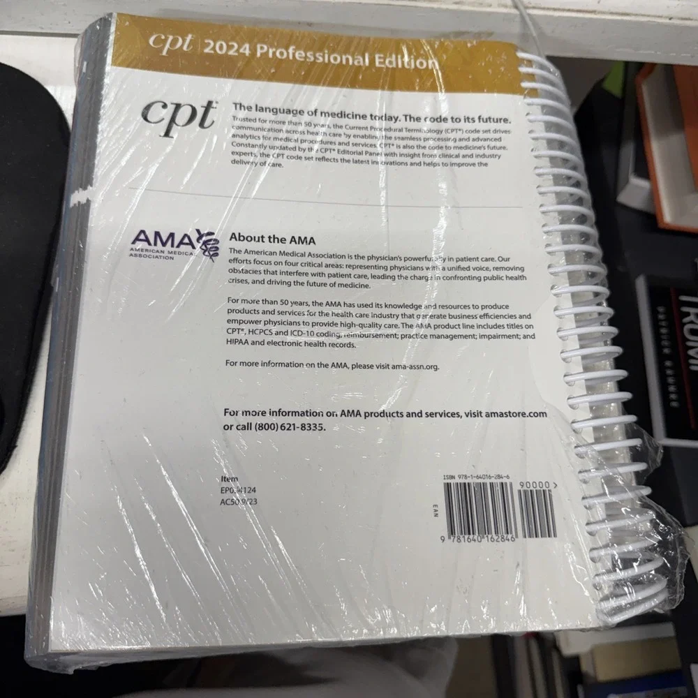 CPT 2024 Professional Edition (CPT coding book by AMA) ISBN 9781640162846